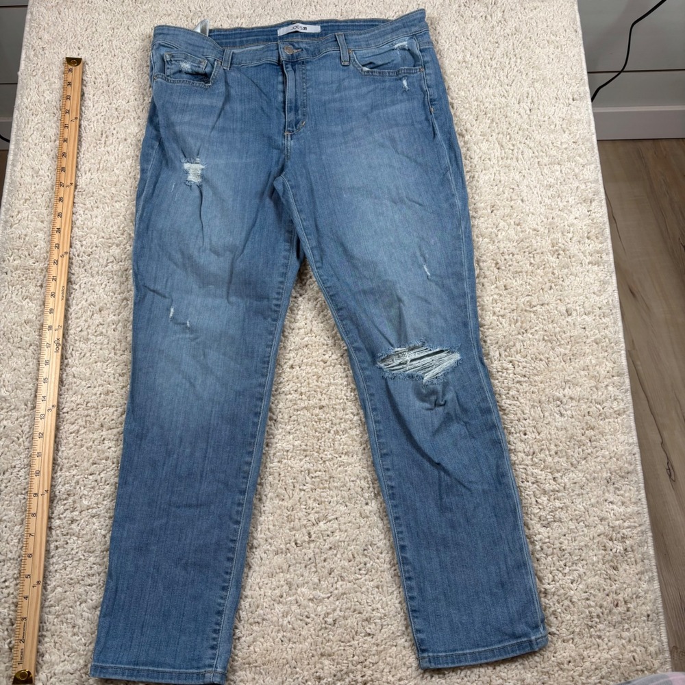 JOES JEANS Womens Blue Distressed Denim Straight Leg Jeans Size 28